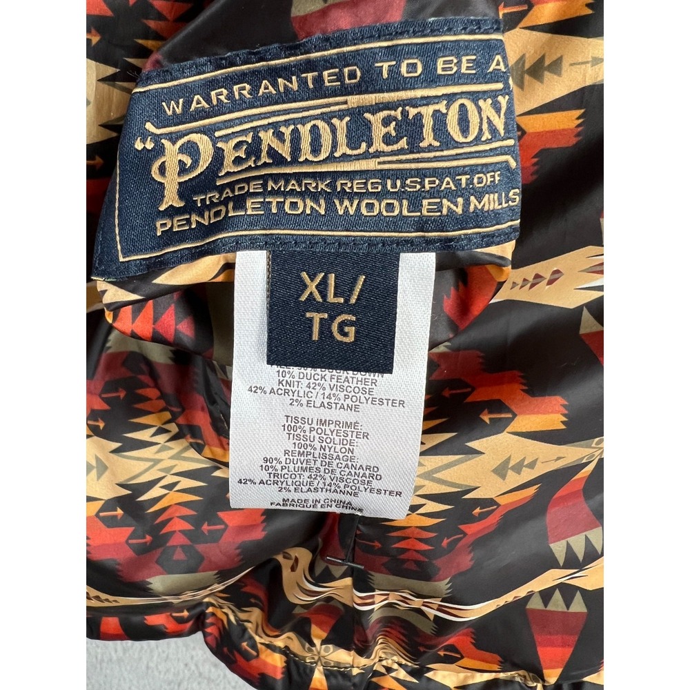 Pendleton Puffer Vest Womens XL Aztec Black Tan Duck Down Reversible NWOT* - Picture 11 of 13